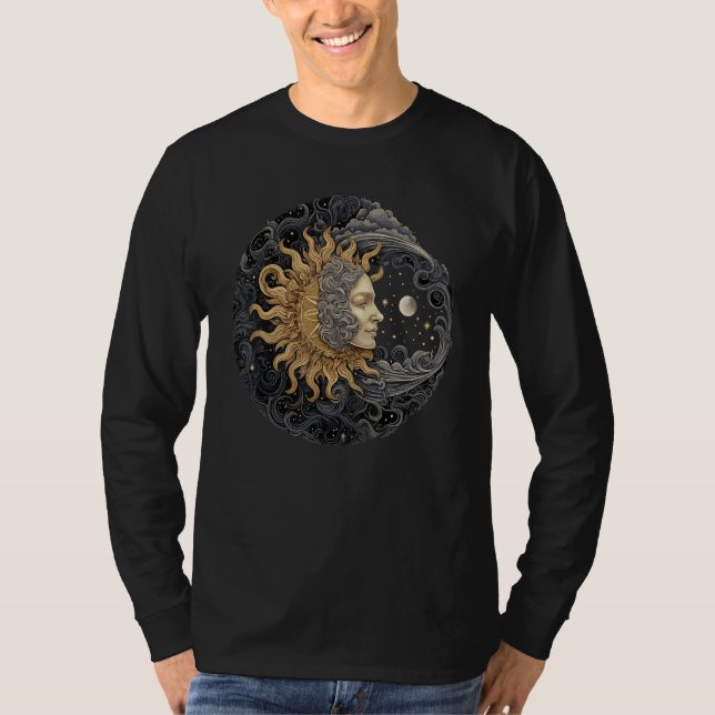 T-shirt Celestial Space Sun Moon Boho Luna Solar Astronomy (Devant)
