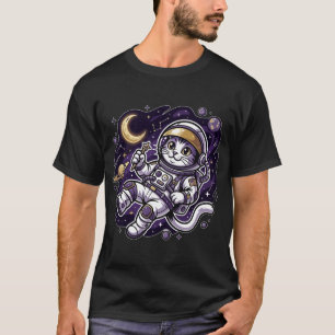 T-shirt Celestial Voyager : Chat Astronaute Violet Espace