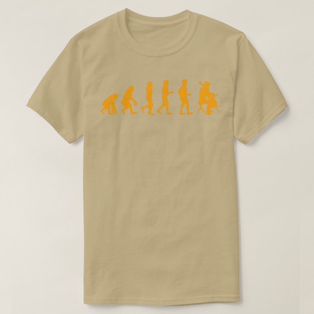 T-shirt Cellist Evolution Idée cadeau Cello Player Orange (Design devant)
