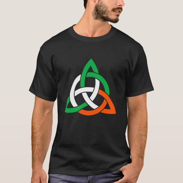 T-shirt Celtic Cross Trinity Knot Triquetra Irish Flag Poc (Devant)