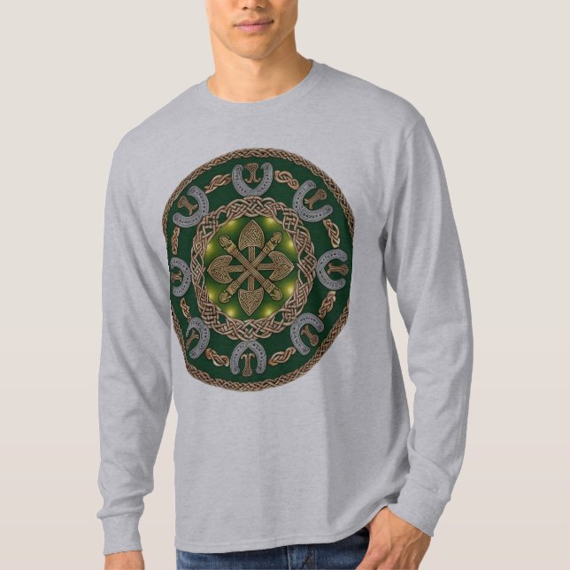 T-shirt Celtic Shamrock & Horseshoe - Lucky St. Patrick's (Devant)