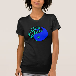 T-shirt celtique de yang de yin (Teal et bleu)