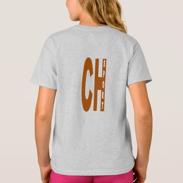 T-shirt cendre filles DOS DESIGN  CH  SPORT (Dos)