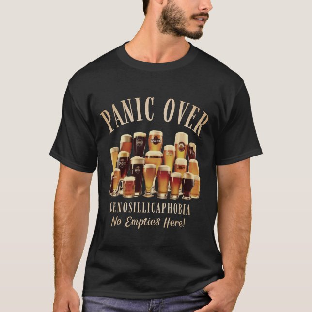 T-shirt Cenosillicaphobia Peur De Verre De Bière Vide Drôl (Devant)
