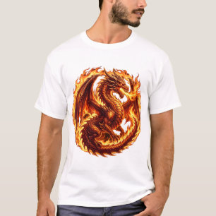 T-shirt Cercle de flammes de dragon qui souffle du feu Fan