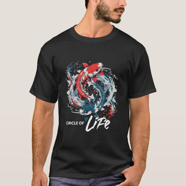 T-shirt Cercle de vie - Double Koi japonais (Devant)