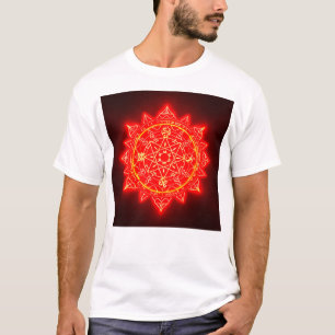 T-shirt Cercle Magique Rouge Lumineux Avec Symboles Mystiq