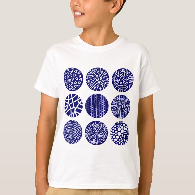 T-shirt Cercles décoratifs - Marine profonde et Blanc (Devant)