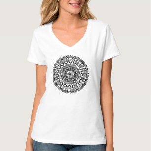 T-shirt Cercles et feuilles de mandala noir