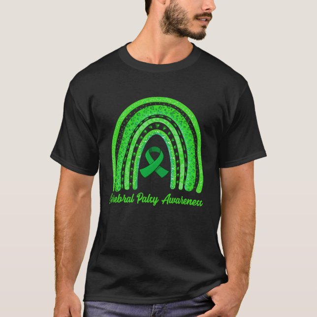 T-shirt Cerebral Palsy Awareness Month Retro Rainbow Brain (Devant)