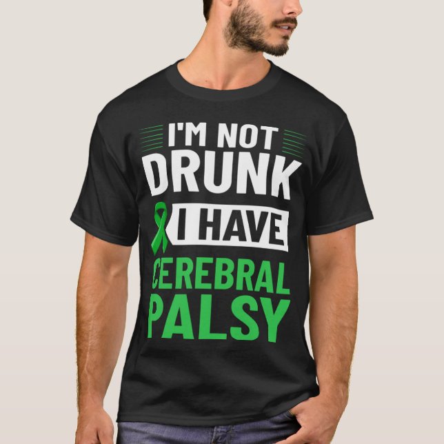 T-shirt Cerebral Palsy Green Ribbon Brain Damage Awareness (Devant)