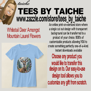 T-shirt Cerf à queue blanche parmi les fleurs de laurier d