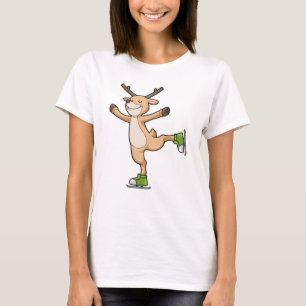 T-shirt Cerf au patinage sur glace avec patins sur glace