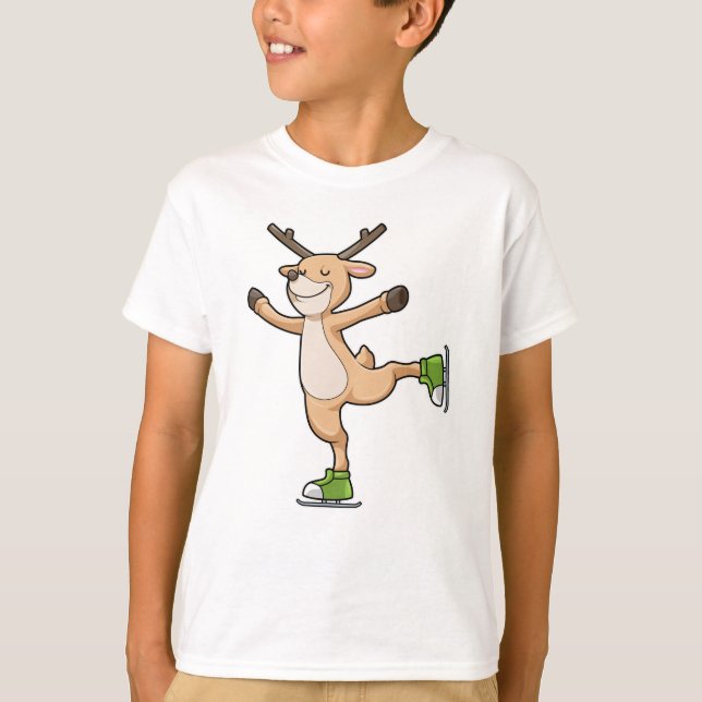 T-shirt Cerf au patinage sur glace avec patins sur glace (Devant)