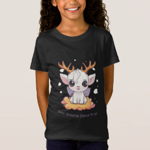 T-Shirt Cerf blanc mignon avec Antlers sur un nuage