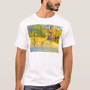 T-shirt Cerf de couleur moutarde avec bleu clair