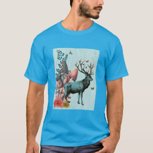 T-shirt Cerf Turquoise en Forêt de Champignons 2