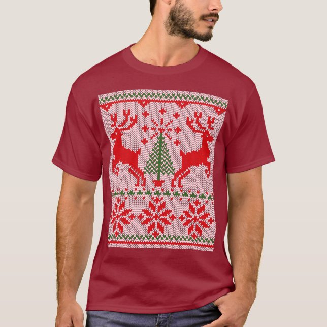 T-shirt Cerfs communs blancs de chandail de style de Knit (Devant)