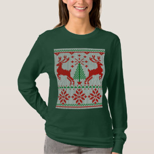 T-shirt Cerfs communs blancs de chandail de style de Knit