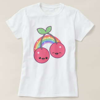 T-shirt Cerises mignonnes avec arc-en-ciel