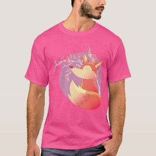 T-shirt Cerisier Fleur Animal Lune Sakura Forêt naturelle