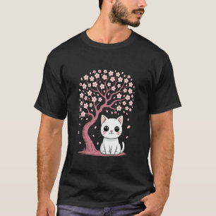T-shirt Cerisier Fleur Japonaise Arbre Doux chat Chaton Ja