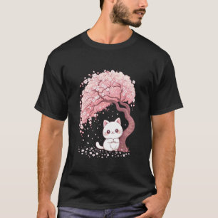 T-shirt Cerisier Fleur Japonaise Arbre Doux chat Chaton Ja