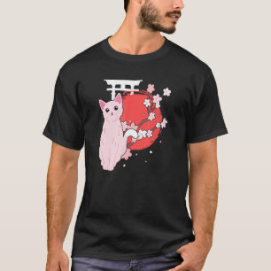 T-shirt Cerisier Japonais Sakura Chat et Lune design