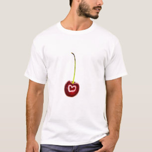 T-shirt Cerisier rouge au coeur blanc Tee - shirt blanc ad