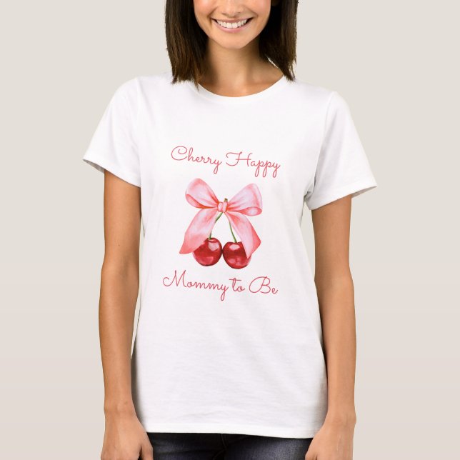T-shirt Cerry & Coquette Pink Bow Mommy to be Pregnancy (Devant)
