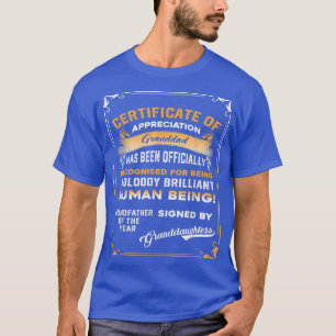 T-shirt Certificat Homme Grand-Père De L'Année Signé Par G