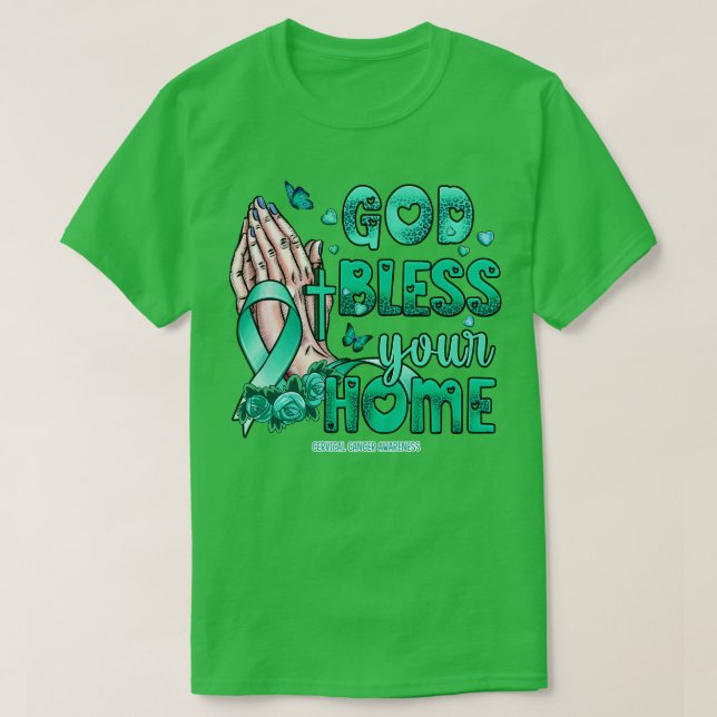 T-shirt Cervical Awareness dieu bénisse la foi espoir (Design devant)