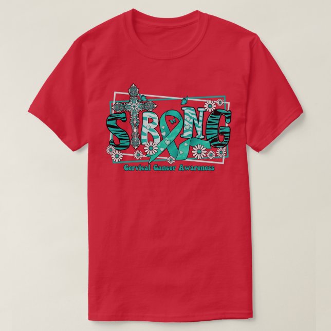 T-shirt Cervical Awareness ruban croisé Un espoir fort amo (Design devant)