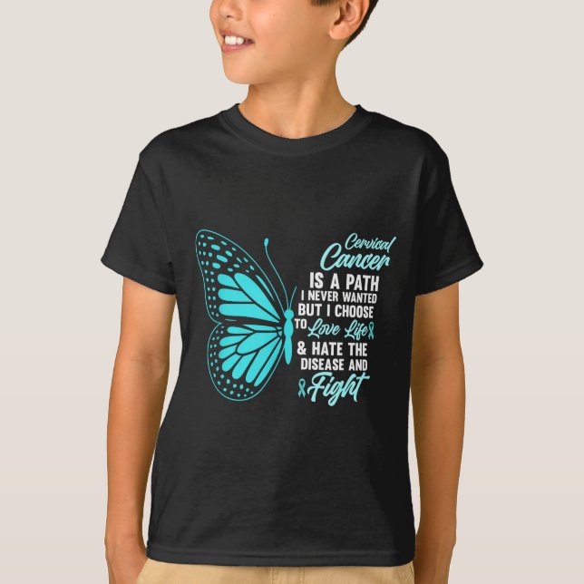 T-shirt Cervical Cancer Awareness Butterfly Quote Suprt  (Devant)