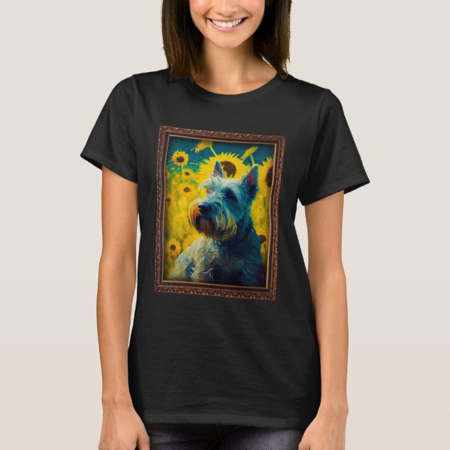 T-shirt Cesky Terrier Painting Sunflower Flower Mom Women  (Devant)