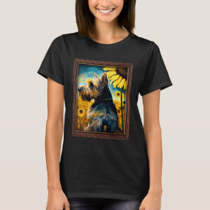 T-shirt Cesky Terrier Peinture Fleur de tournesol Maman Fe