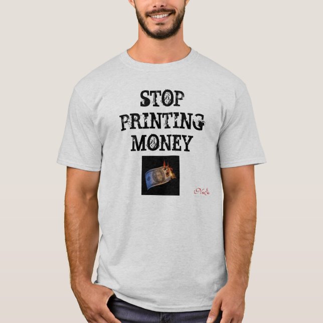 T-shirt CESSEZ D'IMPRIMER l'ARGENT, NuGov (Devant)