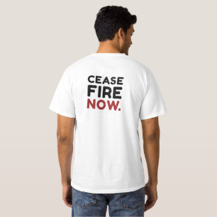 T-shirt Cessez le feu maintenant, noir et rouge
