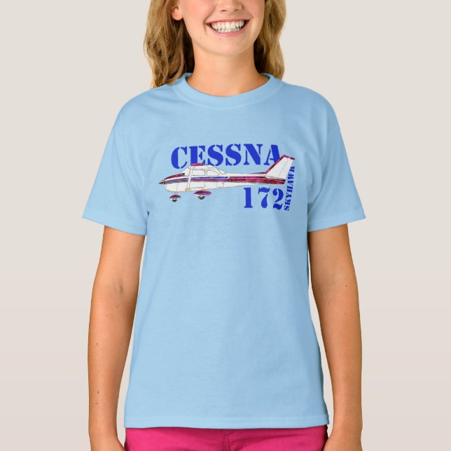 T-shirt Cessna 172 Skyhawk Illustration Bold Text Design (Devant)