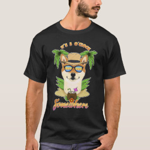 T-shirt C'est 5 heures quelque part buvant Shiba Inu
