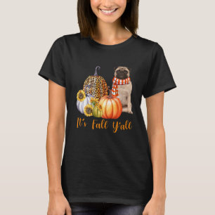 T-shirt C'est Automne Y'all Carlin Chien Leopard Citrouill