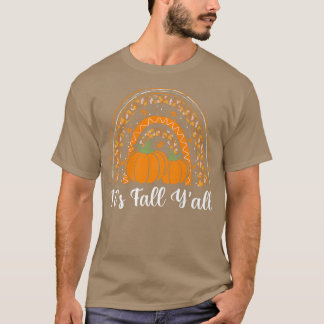 T-shirt C'est automne Y'all Citrouille Leopard Rainbow Aut