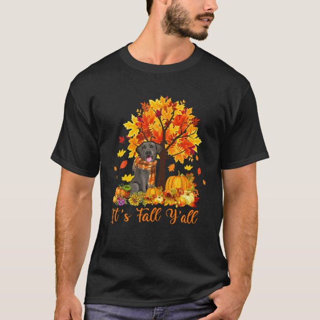 T-shirt C'est automne Y'all Labrador Black Lab Halloween M (Devant)