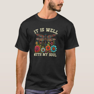 T-shirt C'Est Bien Avec Mon Âme Dragonfly Floral Boho Chri