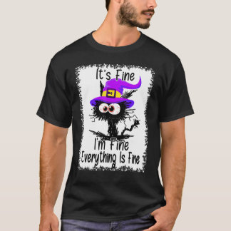 T-shirt C'est Bien Je Suis Bien Chat Noir Squelettique Sor