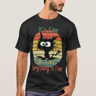 T-shirt C'est Bien Je Suis Bien Tout Va Bien chat blanchi
