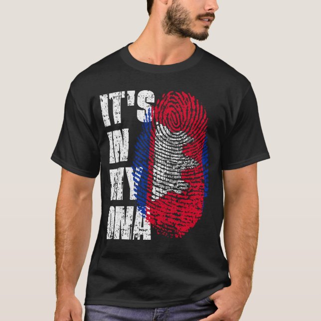 T-shirt C'EST DANS MON ADN Cambodge Drapeau Garçon Cadeau (Devant)
