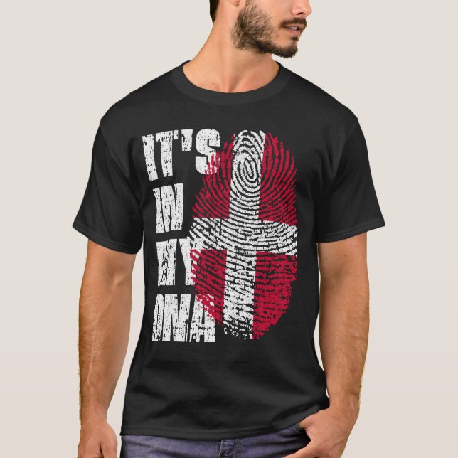 T-shirt C'EST DANS MON ADN Danemark Drapeau Drapeau Drapea (Devant)