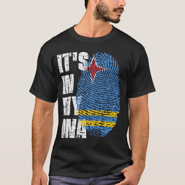 T-shirt C'EST DANS MON ADN Drapeau Aruba Drapeau Don de fi (Devant)