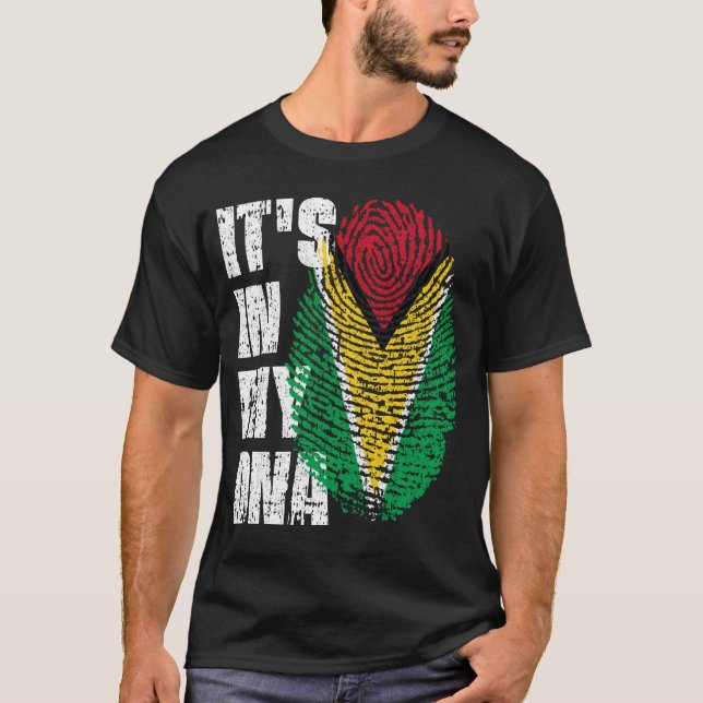 T-shirt C'EST DANS MON ADN Guyana Drapeau garçon fille cad (Devant)